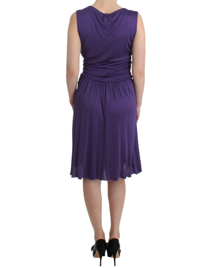 Robe en jersey violette longueur genou John Galliano