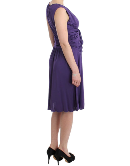 Robe en jersey violette longueur genou John Galliano