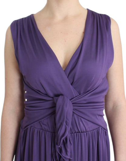 Robe en jersey violette longueur genou John Galliano