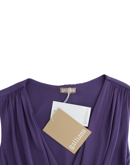 Robe en jersey violette longueur genou John Galliano