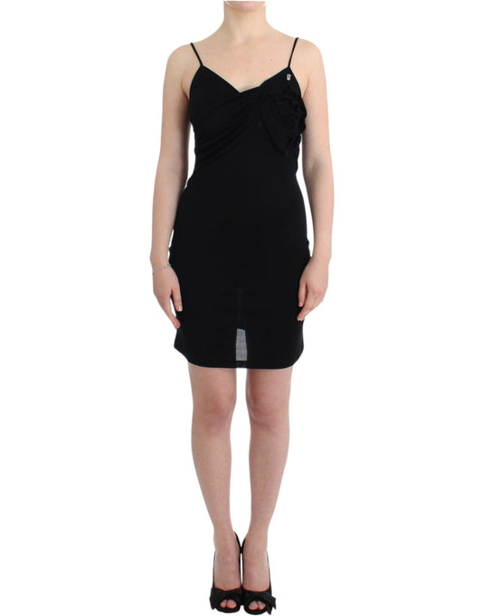 Robe longueur genou en jersey noir John Galliano