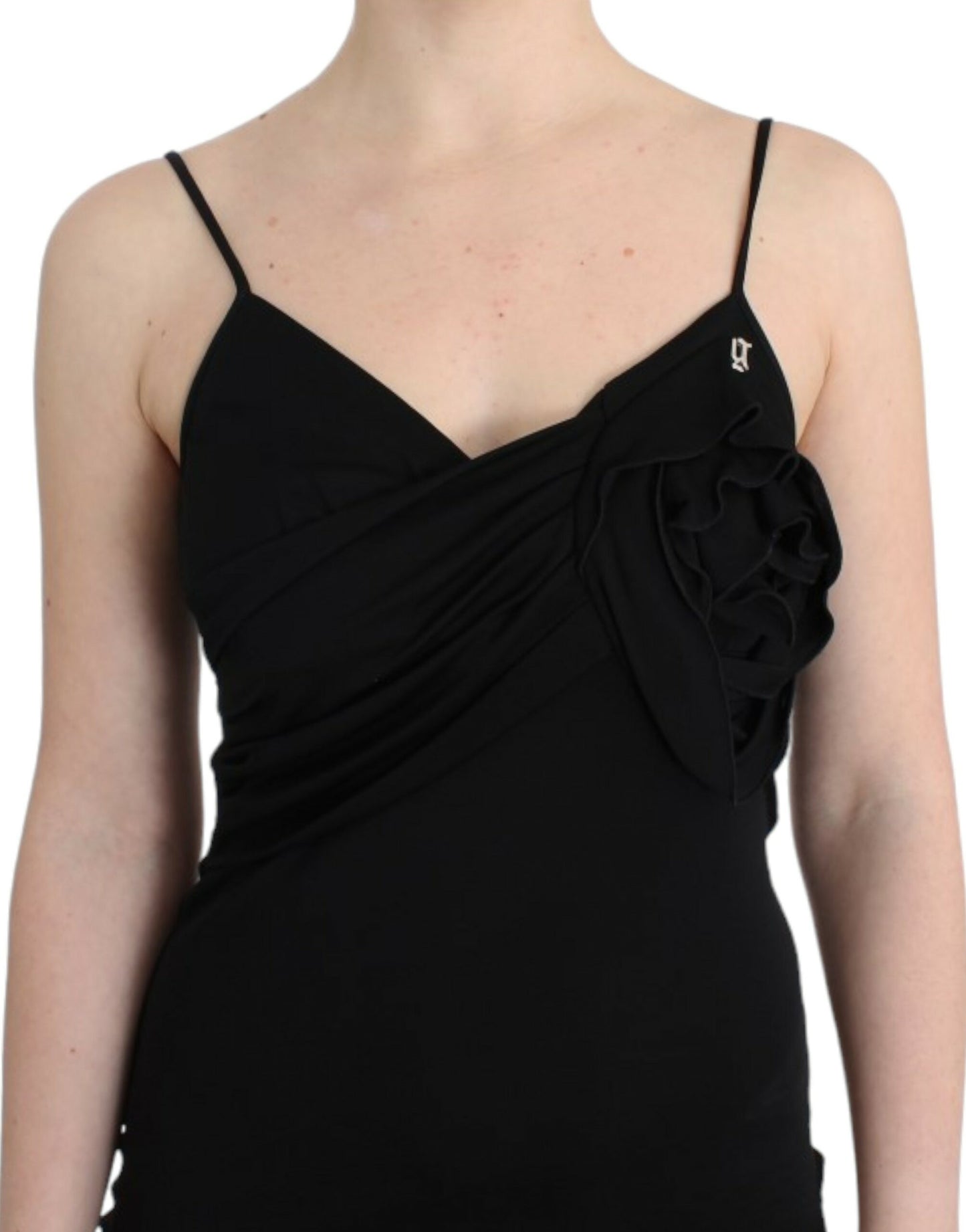 Robe longueur genou en jersey noir John Galliano