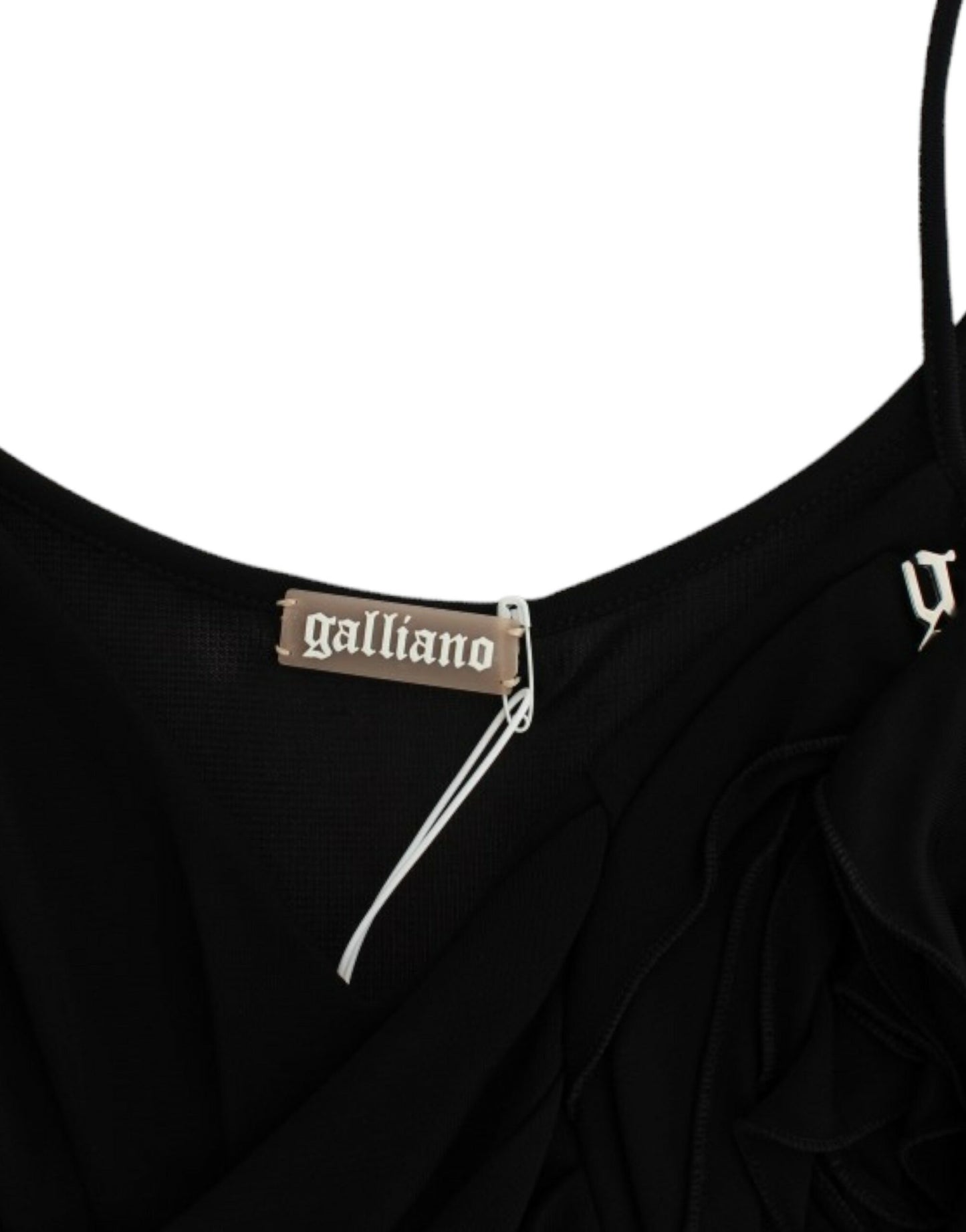 John Galliano elegante vestido negro hasta la rodilla de punto