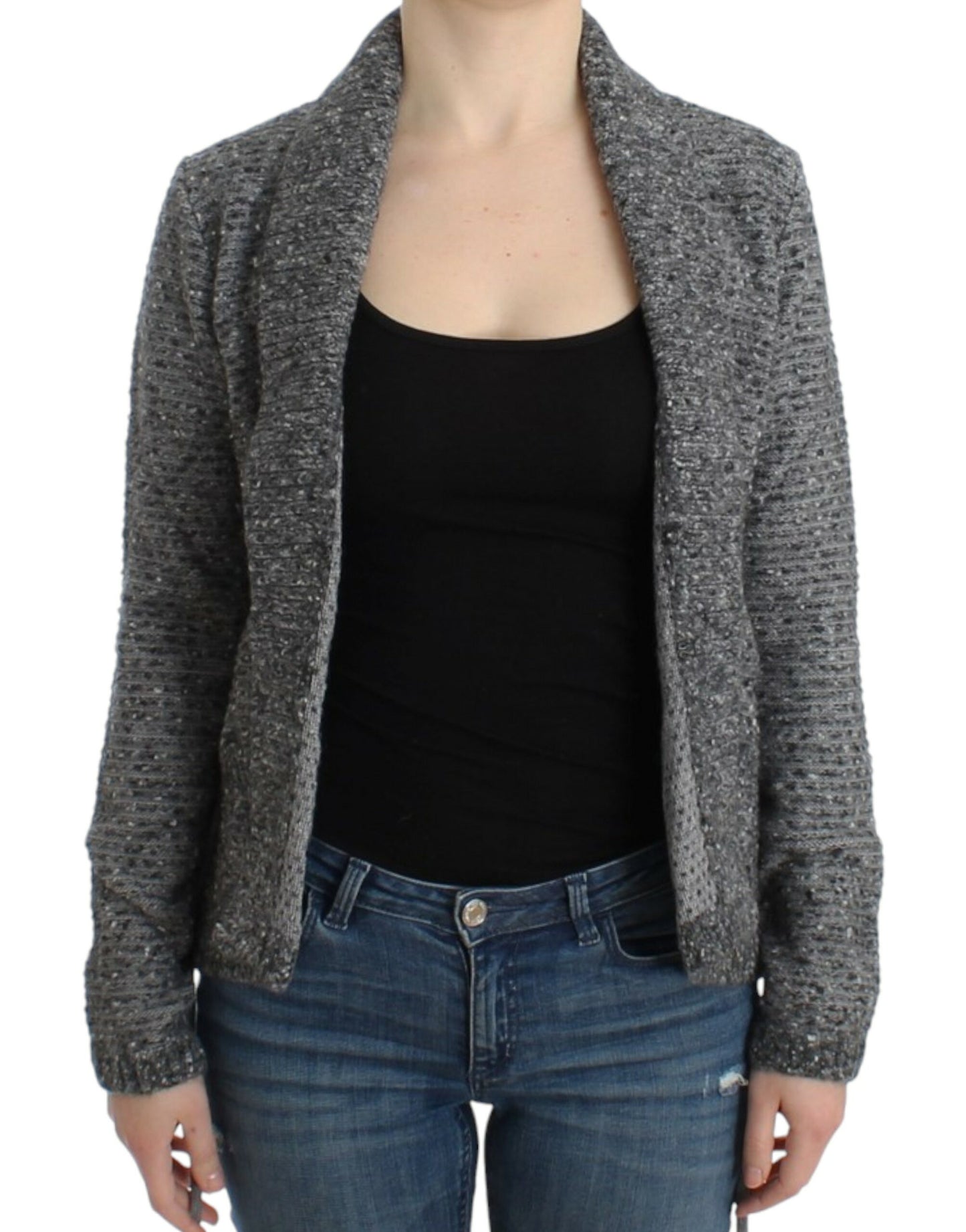 Cavalli Elegant Gray Wool Blend Cardigan