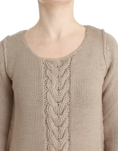 Pull col rond en maille beige Cavalli