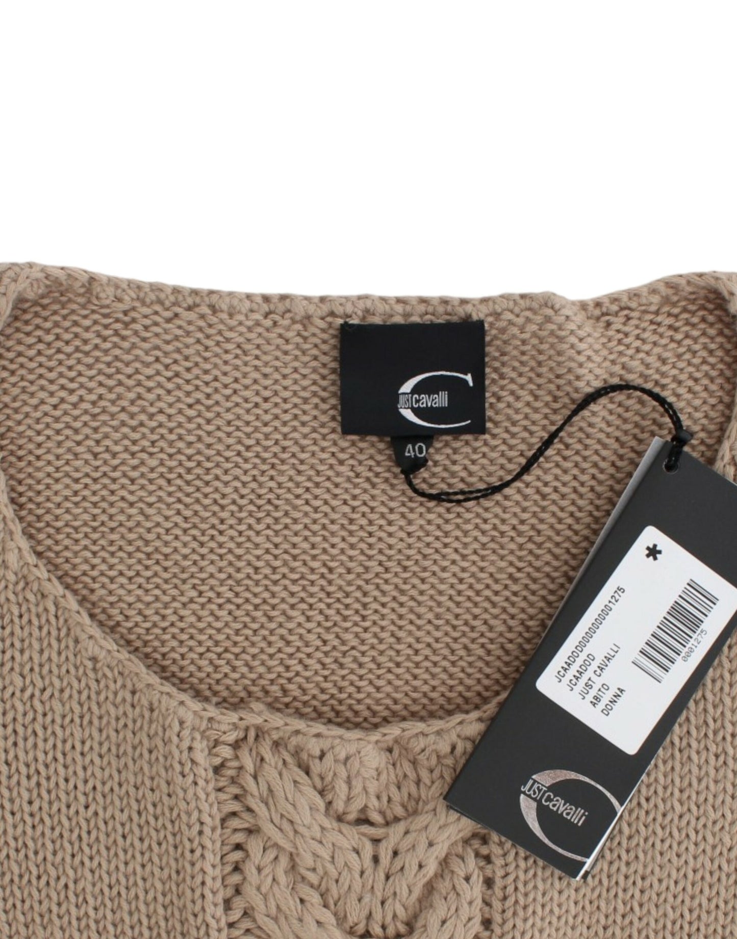 Pull col rond en maille beige Cavalli