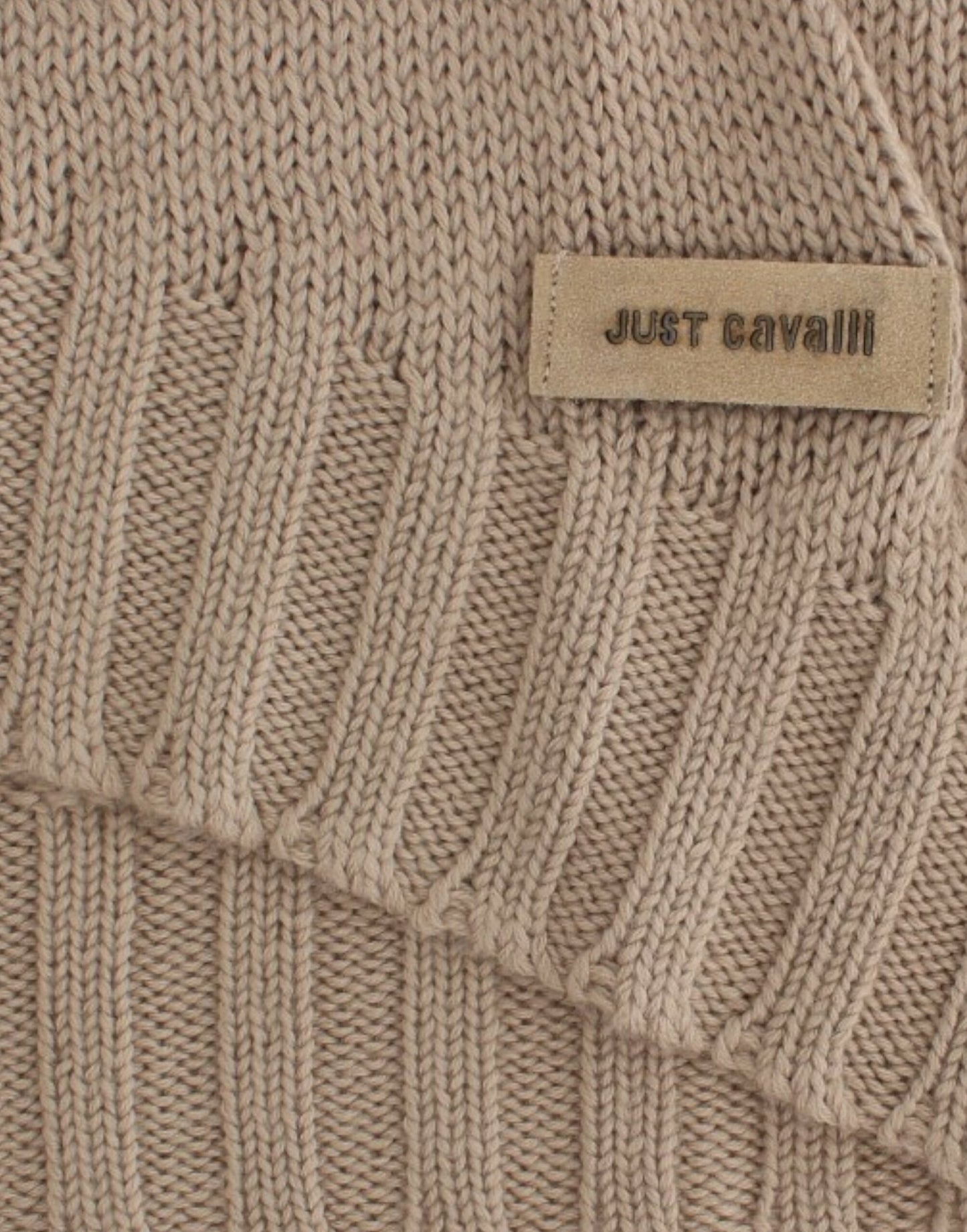 Cavalli Elegant Beige Knitted Crew Neck Sweater