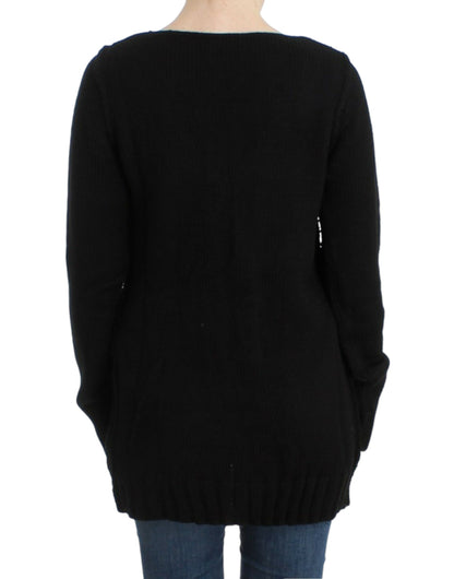 Cavalli Alluring Black Knitted Crew Neck Sweater