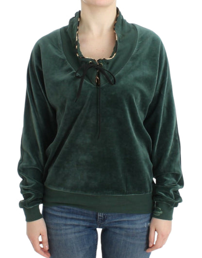 Pull Cavalli vert fantaisie avec détail strass