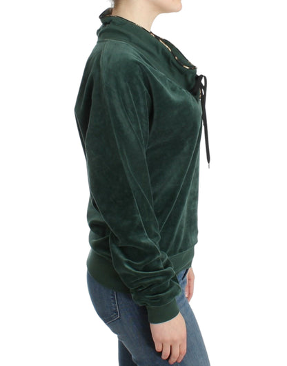 Pull Cavalli vert fantaisie avec détail strass