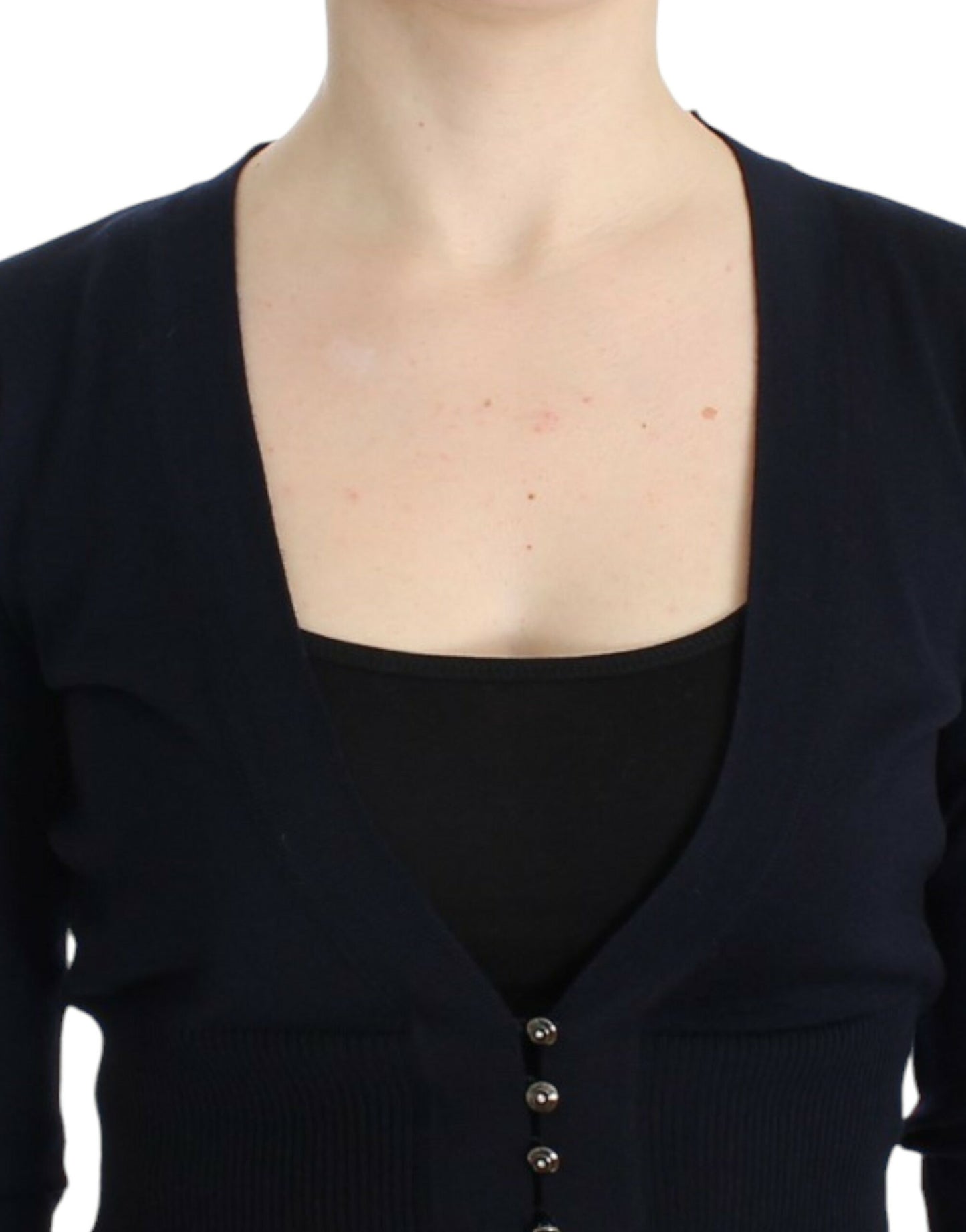 Cardigan court en laine vierge noir Cavalli