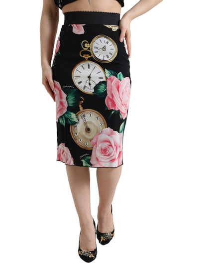 Dolce &amp; gabbana jupe crayon midi taille haute en soie à imprimé floral