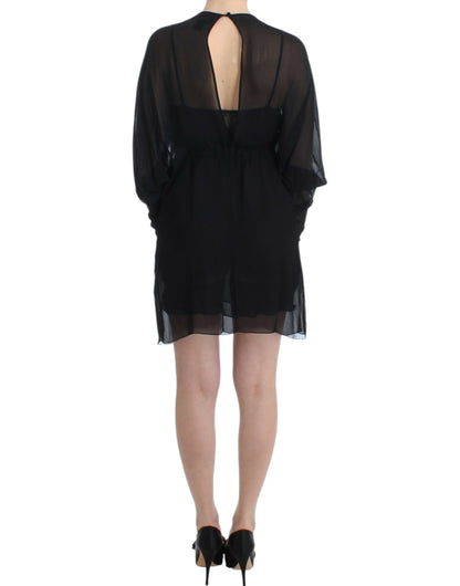 Robe blouson en soie noire transparente Cavalli