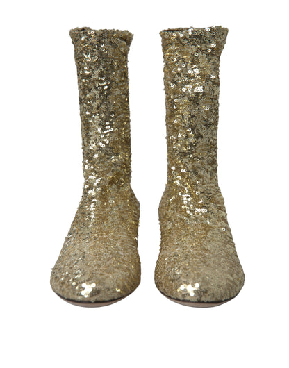 Dolce &amp; Gabbana bottes mi-mollet dorées design exclusif