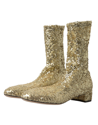 Dolce &amp; Gabbana bottes mi-mollet dorées design exclusif