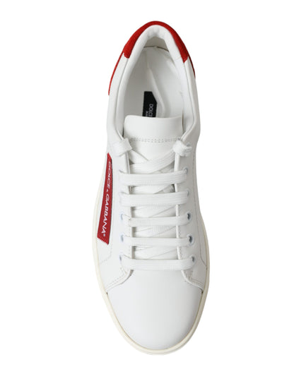 Baskets Dolce &amp; Gabbana en cuir blanc avec accents rouges