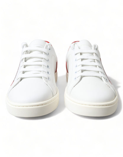 Baskets Dolce &amp; Gabbana en cuir blanc avec accents rouges