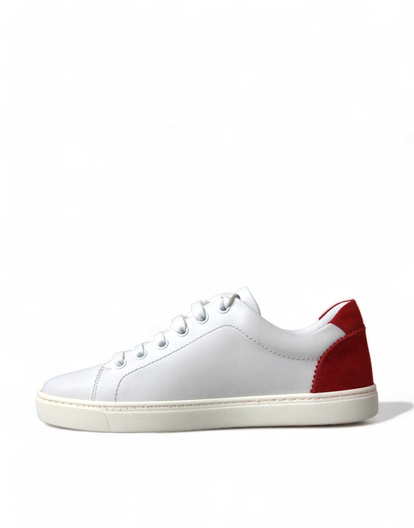 Baskets Dolce &amp; Gabbana en cuir blanc avec accents rouges