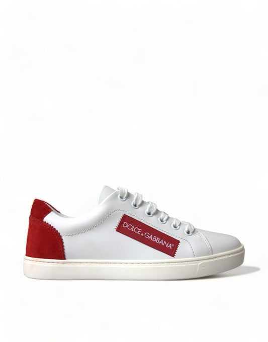 Baskets Dolce &amp; Gabbana en cuir blanc avec accents rouges