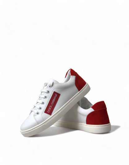 Baskets Dolce &amp; Gabbana en cuir blanc avec accents rouges