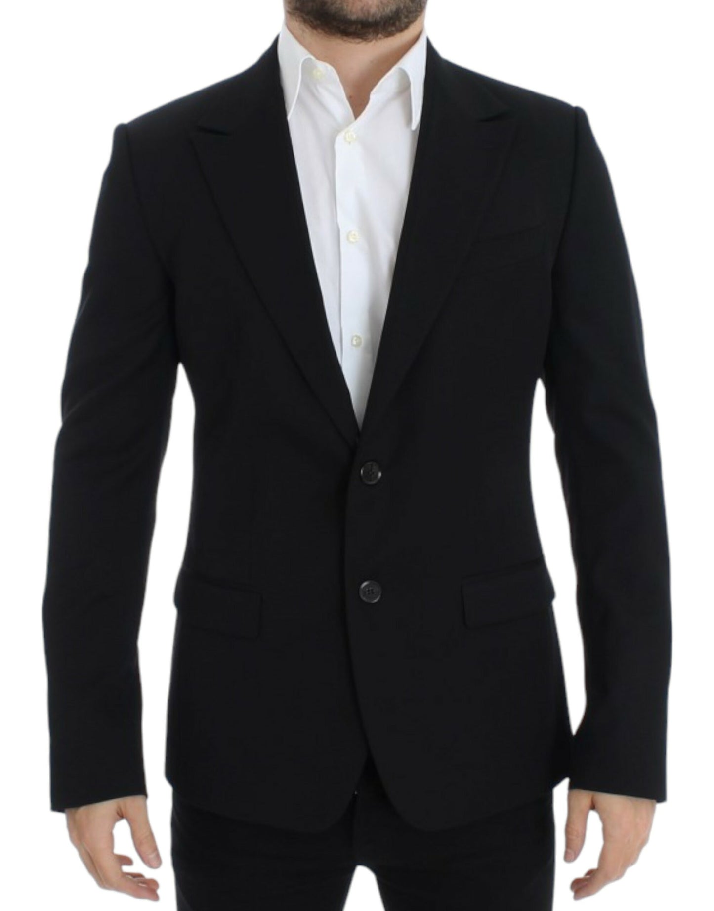Dolce &amp; Gabbana Elegante blazer de lana negro de corte slim