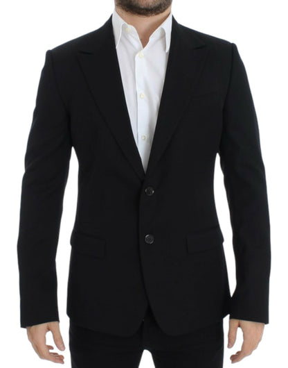Dolce &amp; Gabbana Elegante blazer de lana negro de corte slim