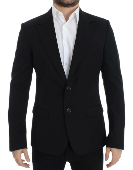 Dolce &amp; Gabbana Elegante blazer de lana negro de corte slim