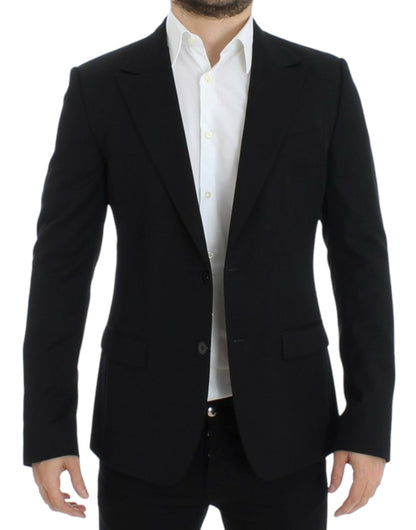 Dolce &amp; Gabbana Elegante blazer de lana negro de corte slim