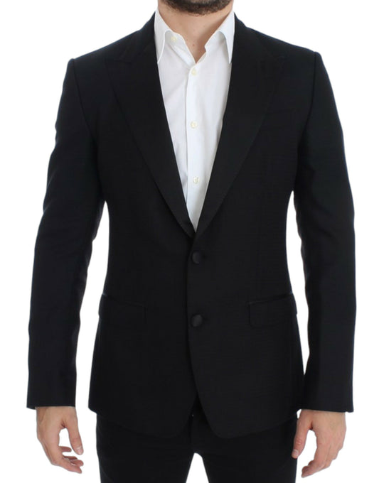 Blazer elegante Sicilia de mezcla de seda negra de Dolce &amp; Gabbana