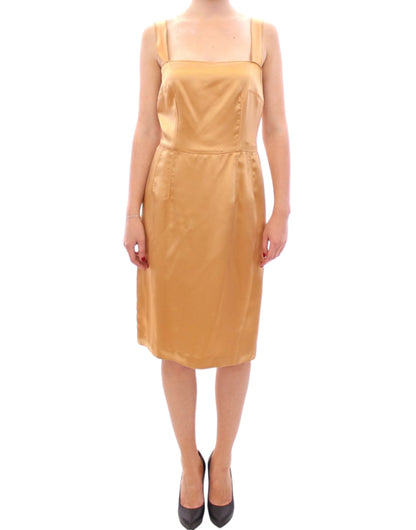 Robe fourreau longueur genou en soie bronze Dolce &amp; gabbana