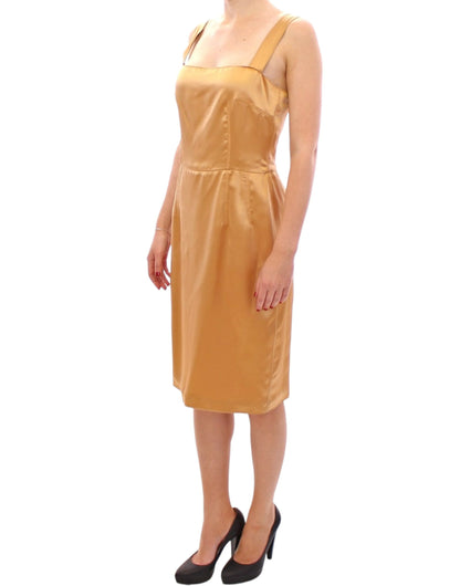 Robe fourreau longueur genou en soie bronze Dolce &amp; gabbana