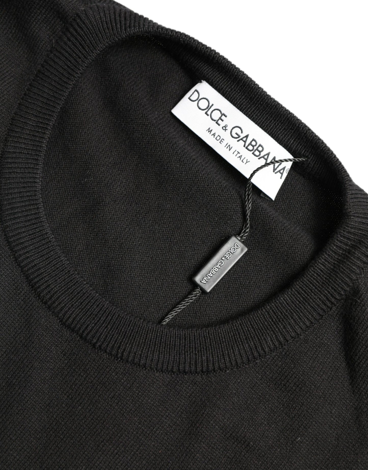 Pull à col rond en coton noir Dolce &amp; gabbana