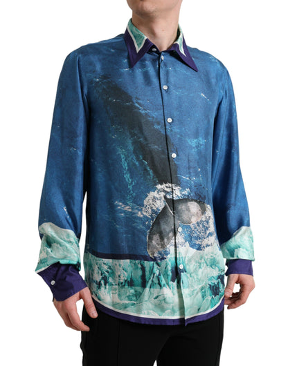 Dolce & Gabbana Elegant Ocean Print Silk Shirt