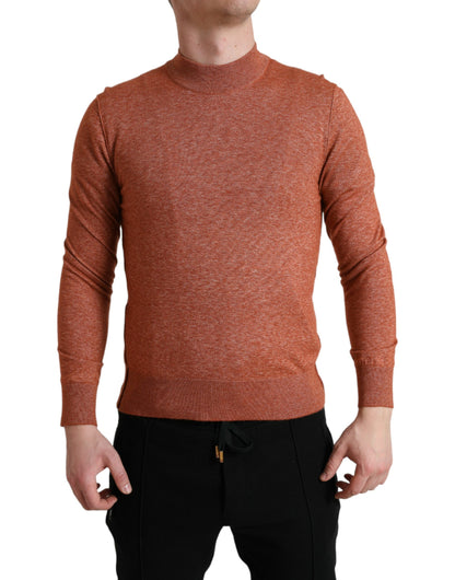 Pull ras du cou orange en soie et cachemire Dolce &amp; gabbana