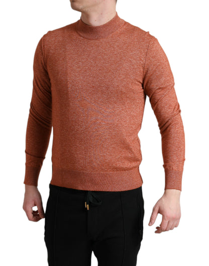 Pull ras du cou orange en soie et cachemire Dolce &amp; gabbana