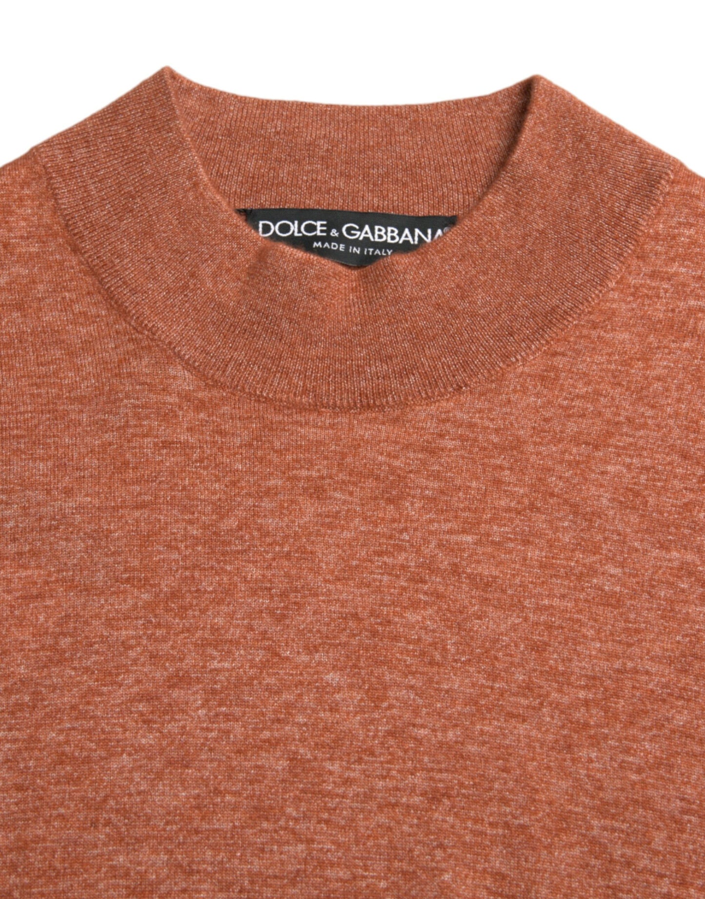 Pull ras du cou orange en soie et cachemire Dolce &amp; gabbana