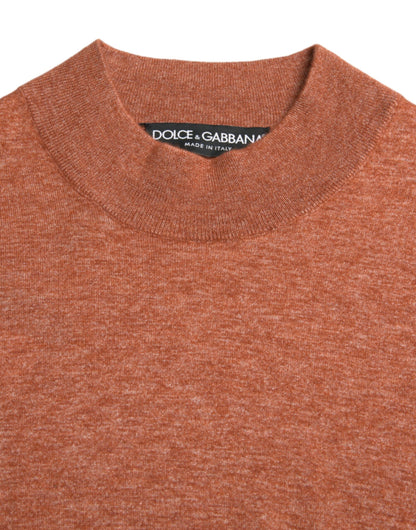 Pull ras du cou orange en soie et cachemire Dolce &amp; gabbana