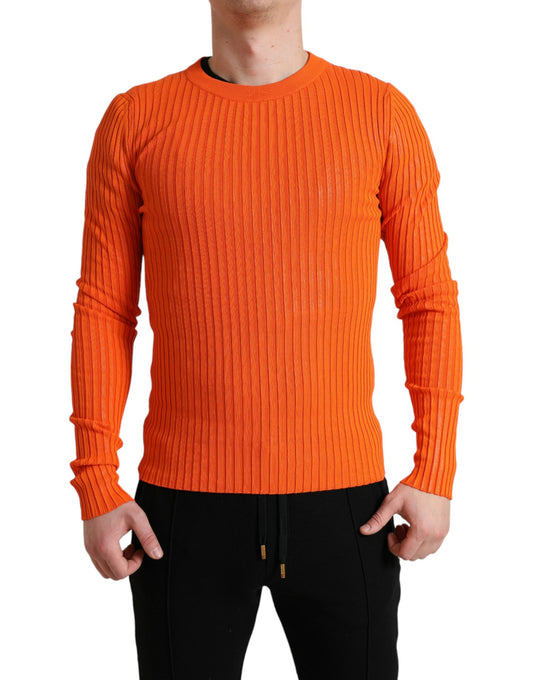 Dolce & Gabbana Sleek Sunset Orange Knitted Pullover Sweater