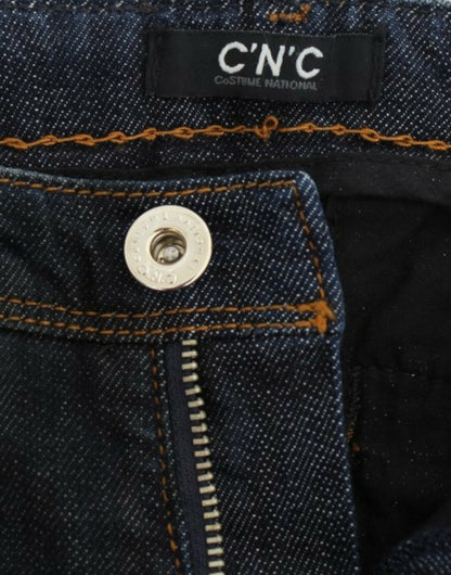 Costume national bleu coupe slim en denim délice