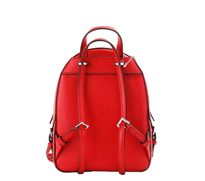 Michael Kors Jaycee Mini XS Mochila De Cuero Granulado Rojo Brillante Con Bolsillo Y Cremallera