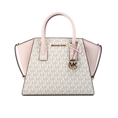 Michael kors avril petit sac à bandoulière en cuir pvc blush poudré avec fermeture éclair