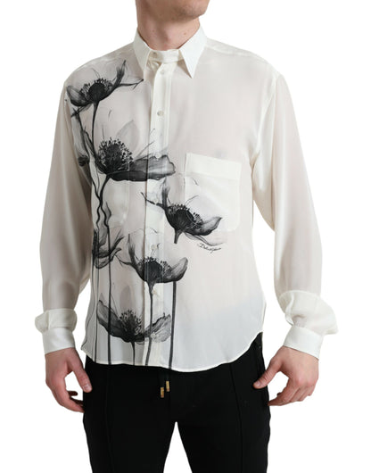 Chemise habillée en soie à fleurs Dolce &amp; gabbana