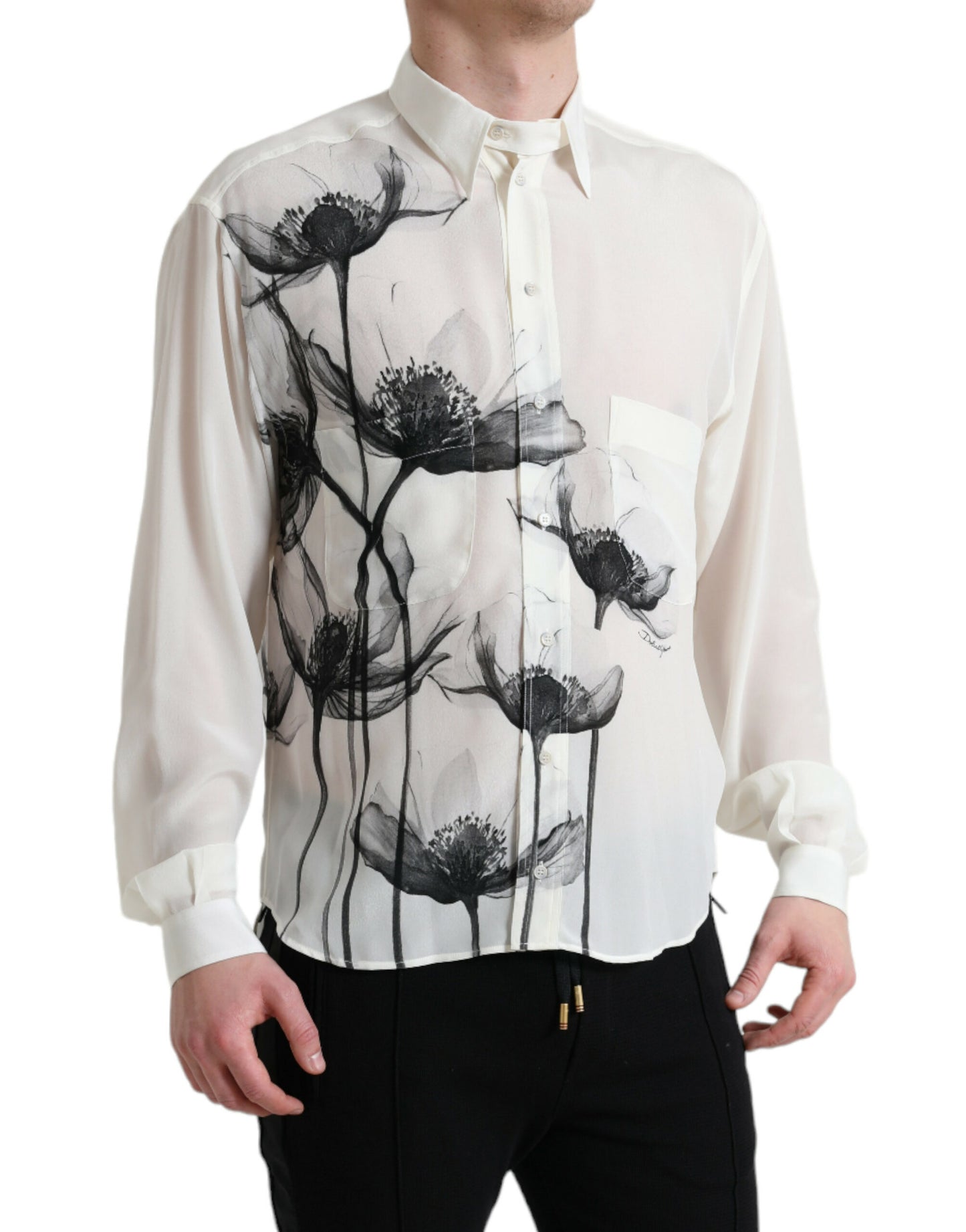 Chemise habillée en soie à fleurs Dolce &amp; gabbana