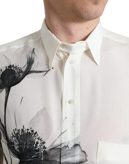 Chemise habillée en soie à fleurs Dolce &amp; gabbana