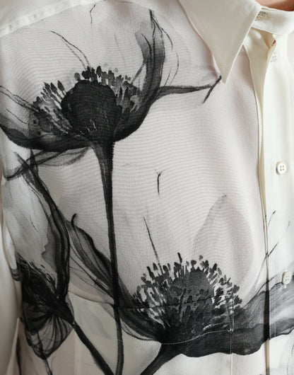 Chemise habillée en soie à fleurs Dolce &amp; gabbana