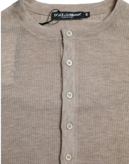 Pull en cachemire henley beige Dolce &amp; gabbana