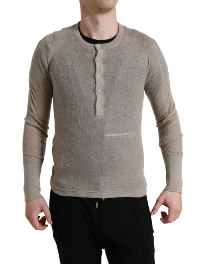 Pull en cachemire henley beige Dolce &amp; gabbana