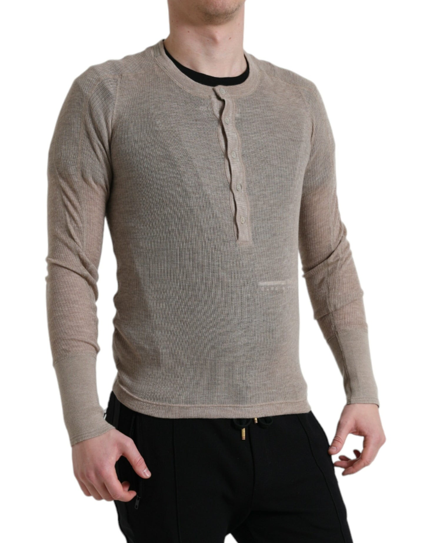 Pull en cachemire henley beige Dolce &amp; gabbana