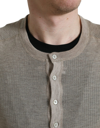 Pull en cachemire henley beige Dolce &amp; gabbana