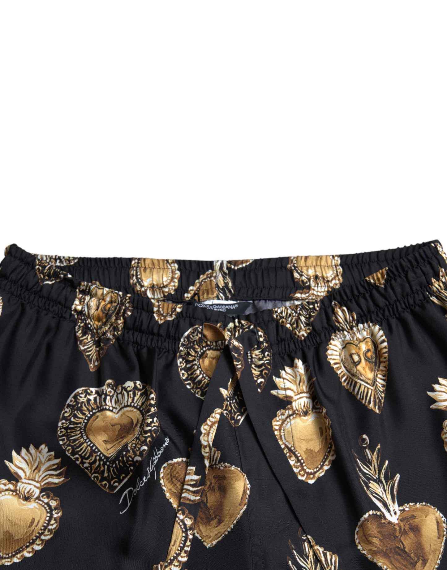 Pantalon de pyjama en soie à imprimé cœur Dolce &amp; Gabbana